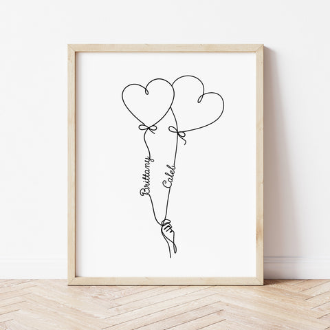 Personalized Gift For Boyfriend | Heart Balloon Print | Ollie + Hank