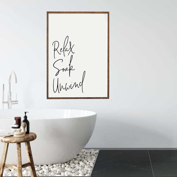 Bathroom Wall Art | Relax Soak Unwind Sign | Ollie + Hank