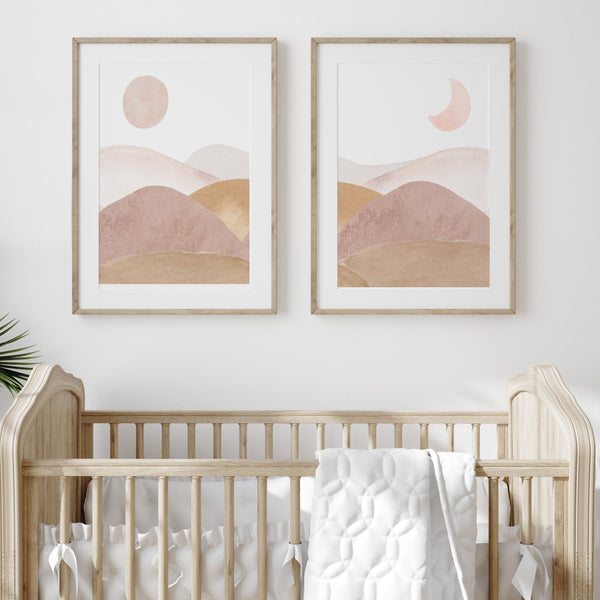Boho Nursery Wall Decor | Sun And Moon Wall Art | Ollie + Hank