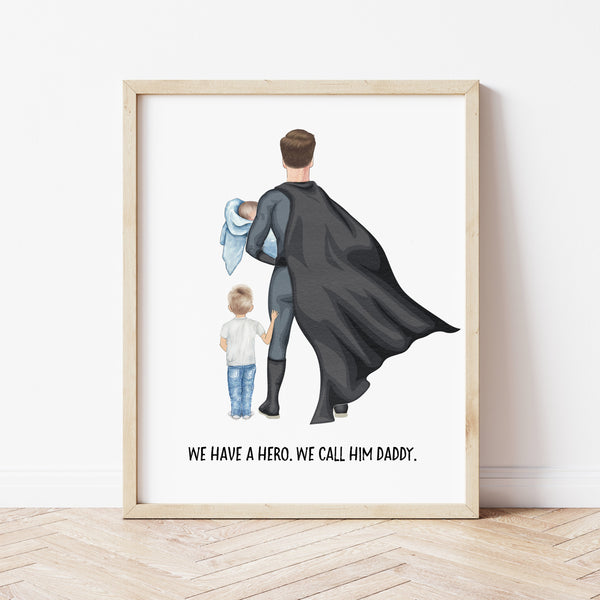 Superhero Dad Print | Father's Day Gift From Kids | Ollie + Hank